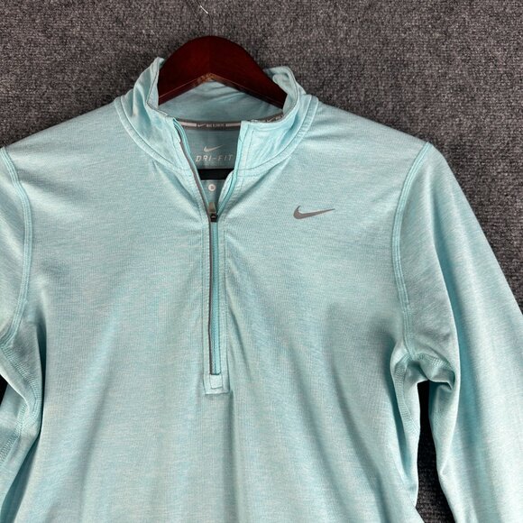 Nike Running Top Womens Small 1/4 Zip Dri Fit Blue Stretch Thumb Holes - Picture 5 of 11
